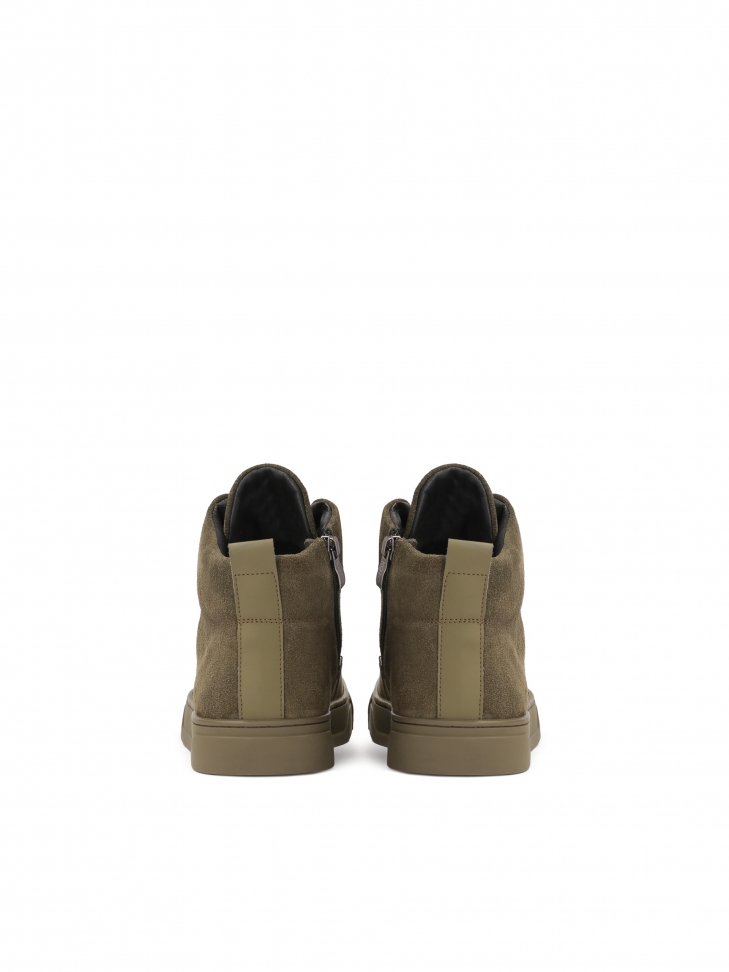 Wysokie sneakersy męskie z dwóch rodzajów skóry