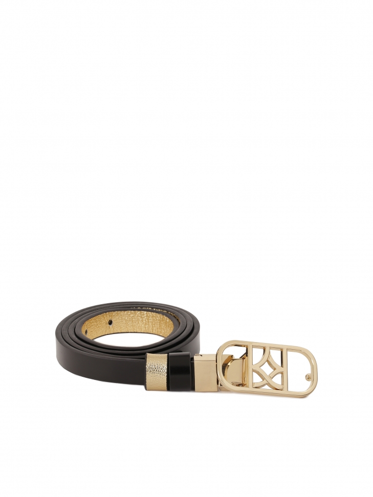 Wąski dwustronny pasek z ozdobną klamrą