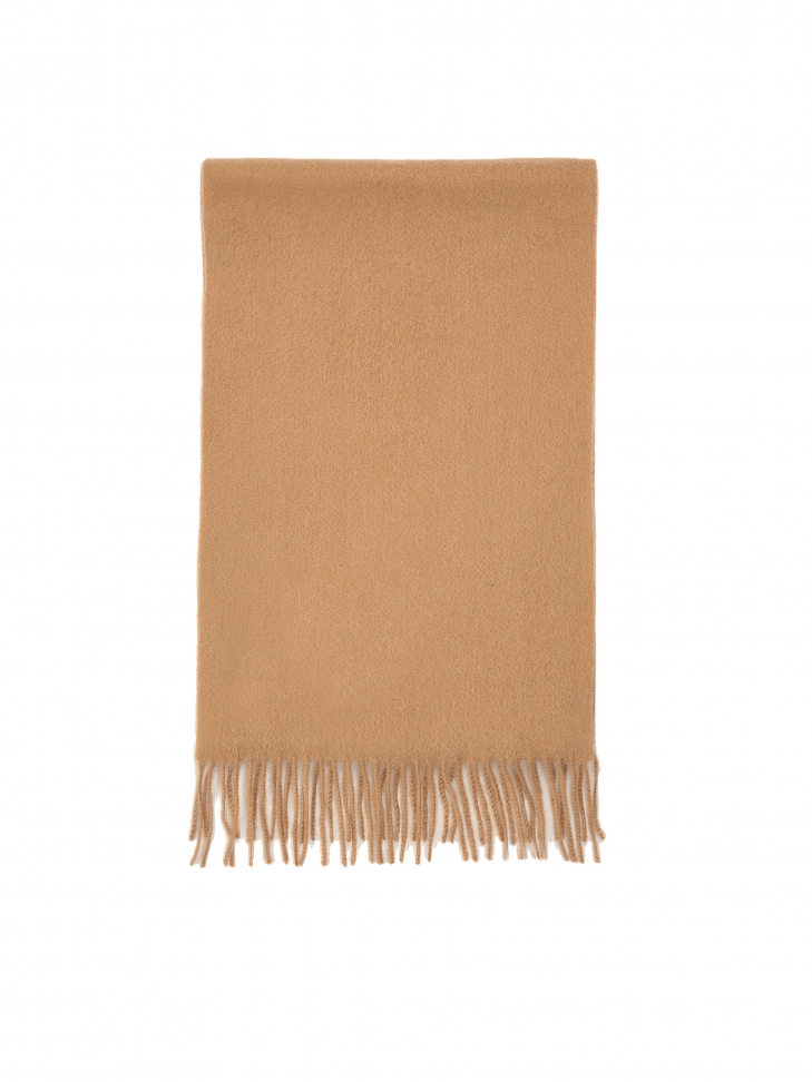 Jasnobrązowy kaszmirowy szal z logo KAZAR