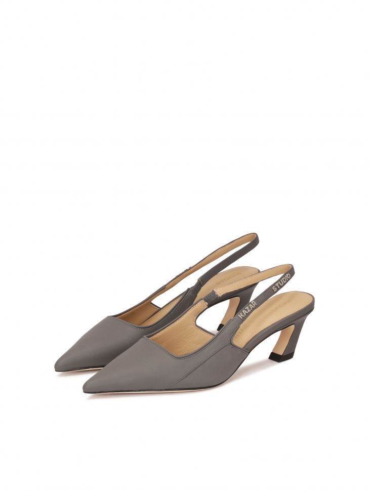 Skórzane czółenka z otwartą piętą