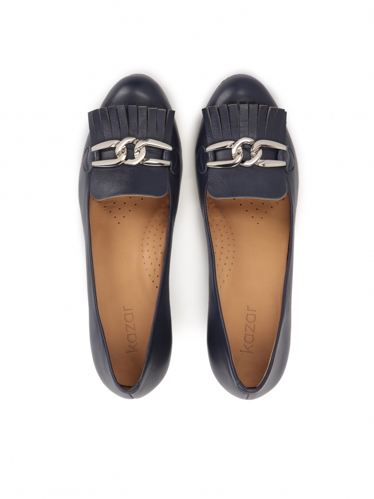 Skórzane czółenka na szerokim obcasie