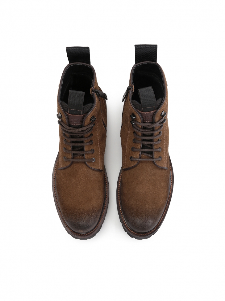 Brązowe trzewiki męskie wytrzymałe i ciepłe