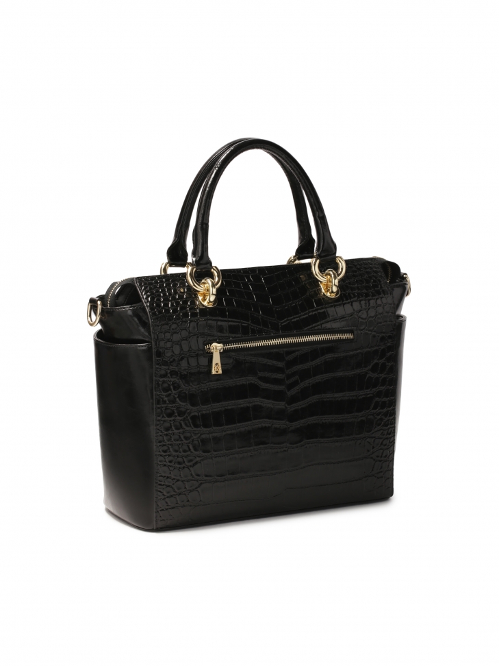 Elegancka skórzana torebka w tłoczony wzór oko