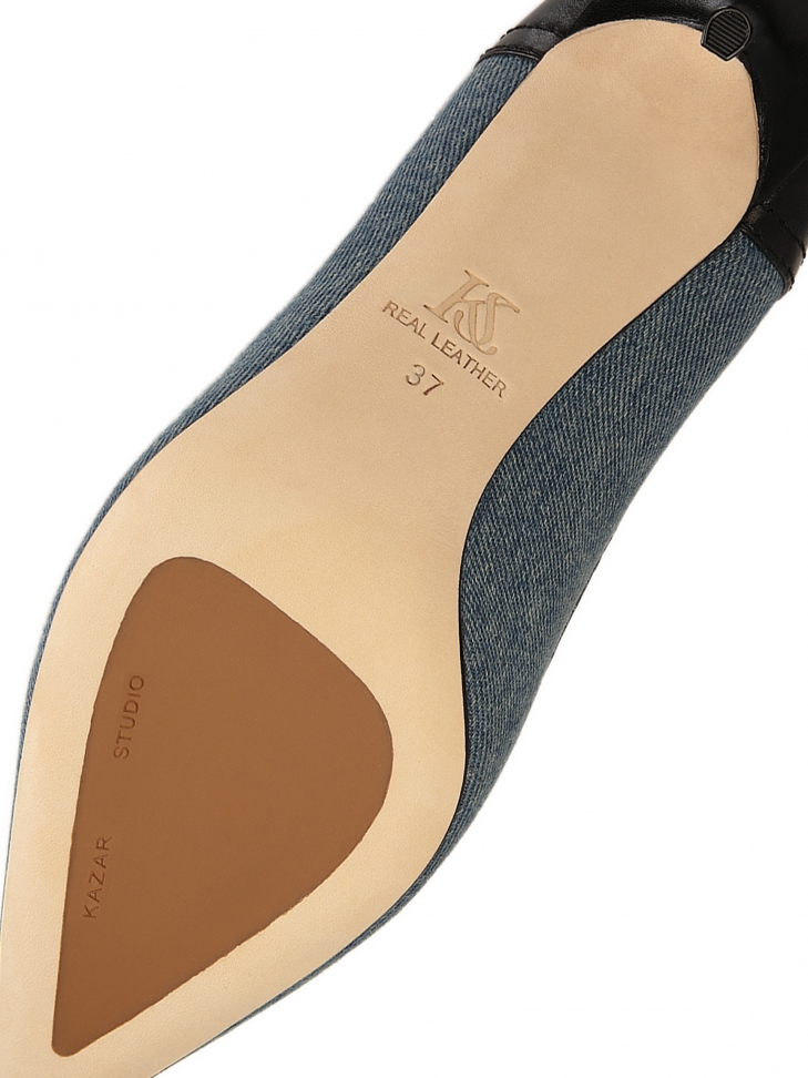 Czółenka z tkaniny denim i skóry