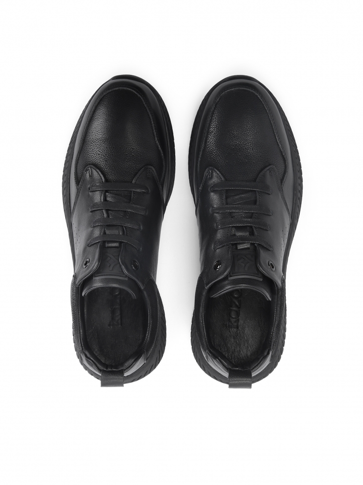 Czarne sneakersy męskie ze skóry i nubuku