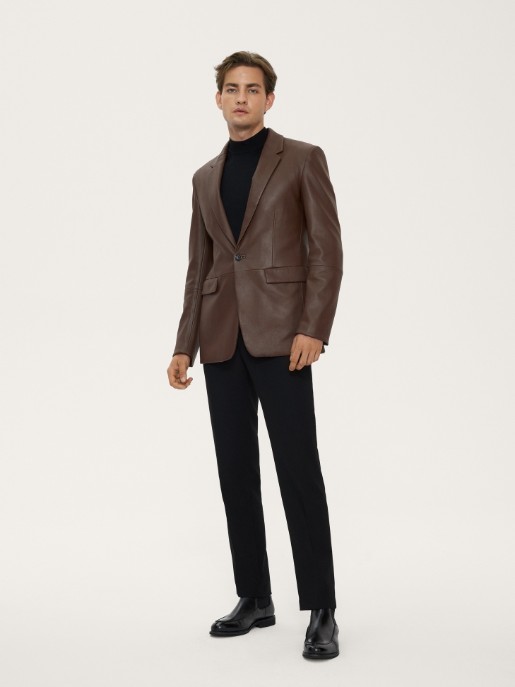 Czarne sztyblety męskie z przeszyciem na nosku