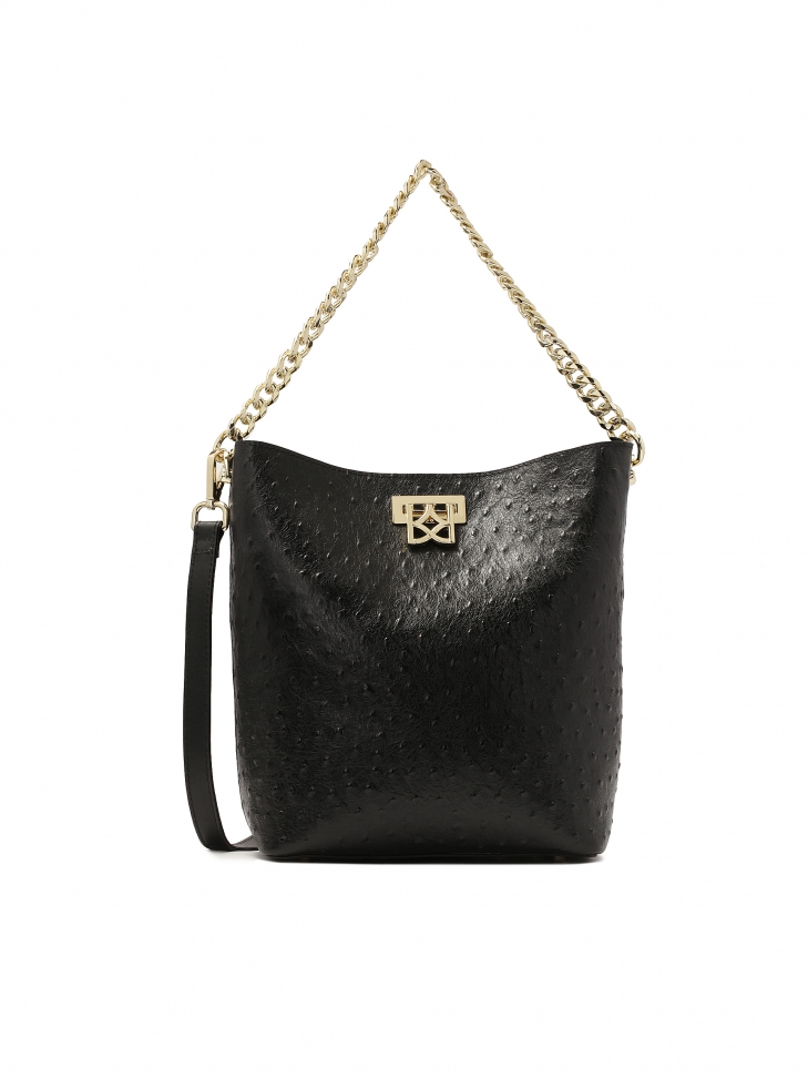 Torebka ze skóry tłoczonej we wzór strusia