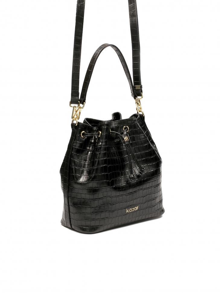 Torebka worek z tłoczonej skóry oko