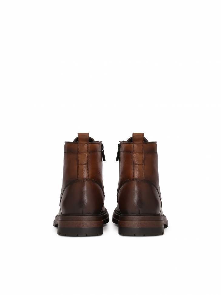 Brązowe trzewiki męskie z sznurowaną cholewką