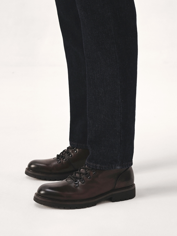 Ocieplane trzewiki męskie na trepowej podeszwie