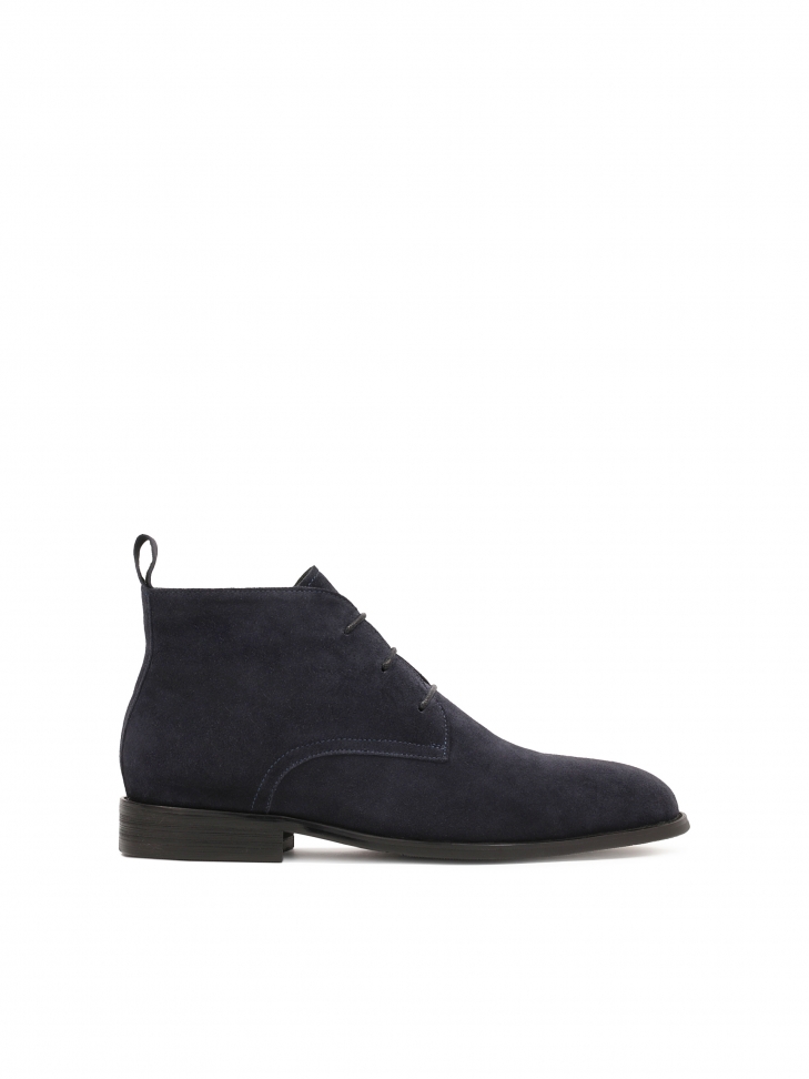 Granatowe męskie trzewiki z zamszu