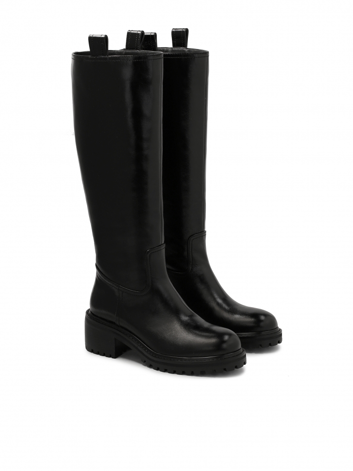 Skórzane kozaki damskie typu riding boots