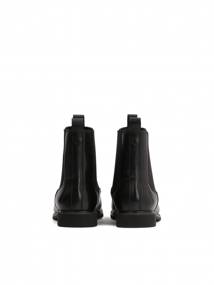 Czarne sztyblety męskie z przeszyciem na nosku