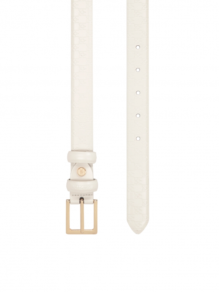 Klasyczny wąski biały pasek z tłoczonym wzorem