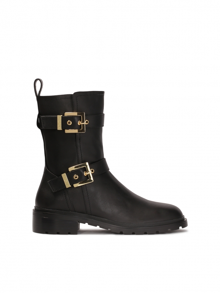 Czarne botki w stylu motocyklowym