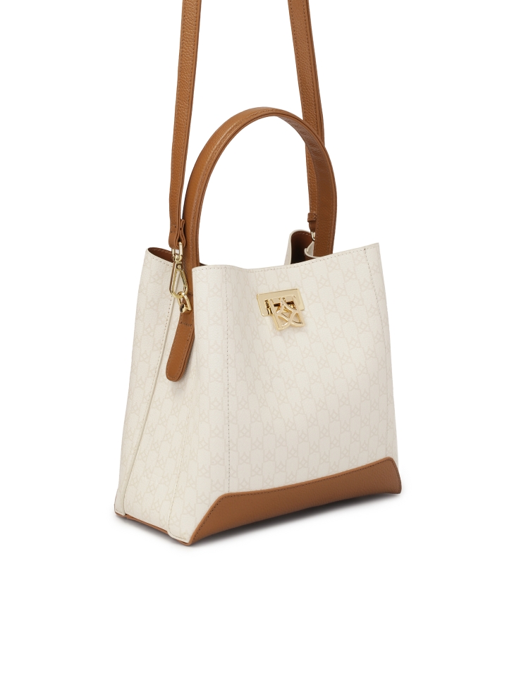 Dwukolorowa torebka zdobiona printem