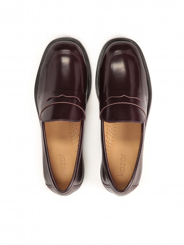 Brązowe skórzane loafersy damskie