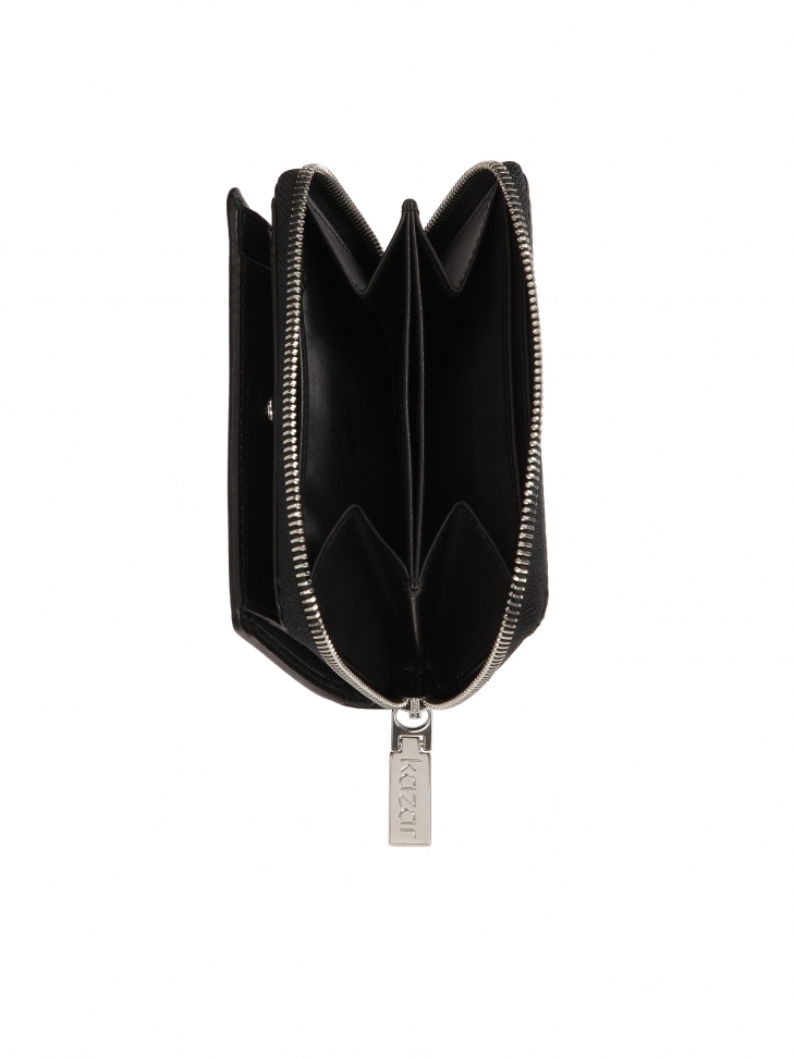 Rozkładany czarny portfel męski z naturalnej skóry