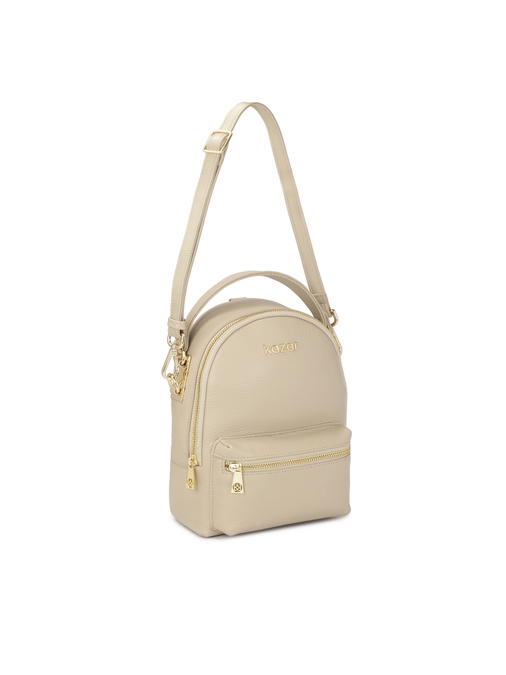 Jasnoszary skórzany torebko-plecak