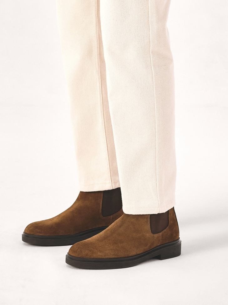 Brązowe zamszowe sztyblety męskie