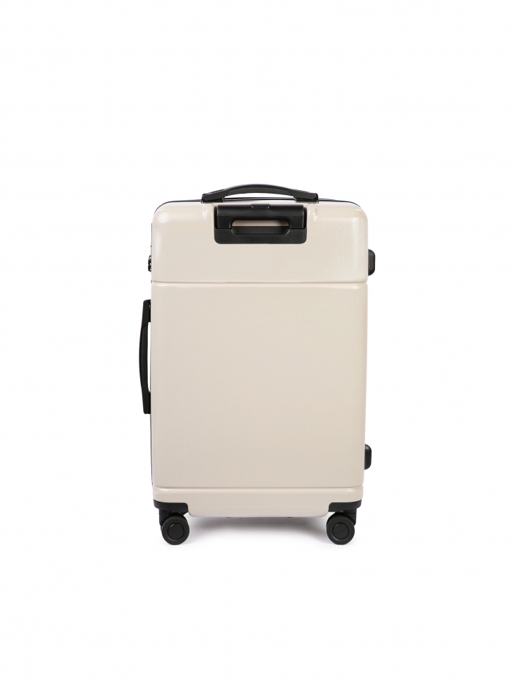 Średnia walizka z beżowego policarbonu