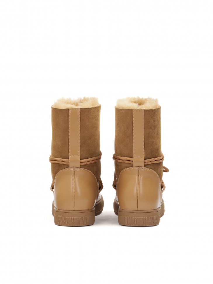 Brązowe śniegowce z owczą wełną