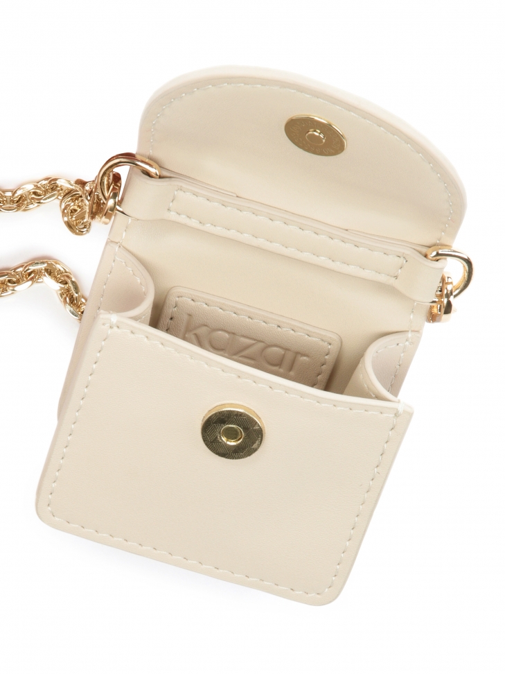 Beżowa mini torebka skórzana do ręki i na ramię