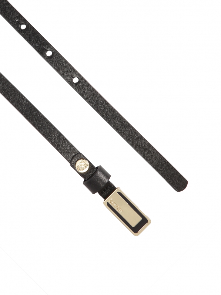 Wąski skórzany pasek z klamrą plate