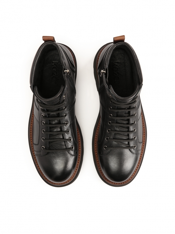 Skórzane trzewiki na dwukolorowej podeszwie