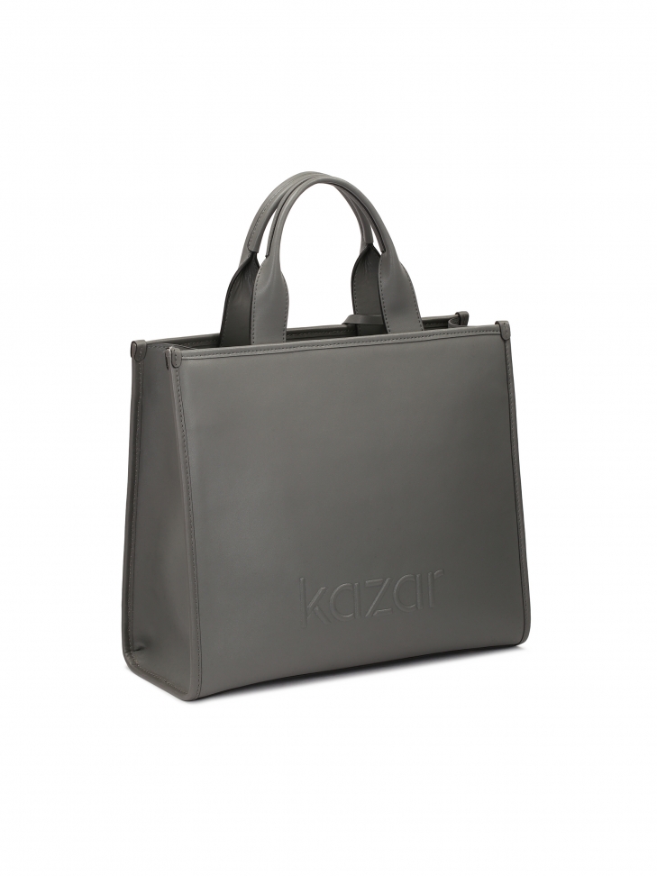 Szara torebka do ręki Tote Bag z pikowanym przodem