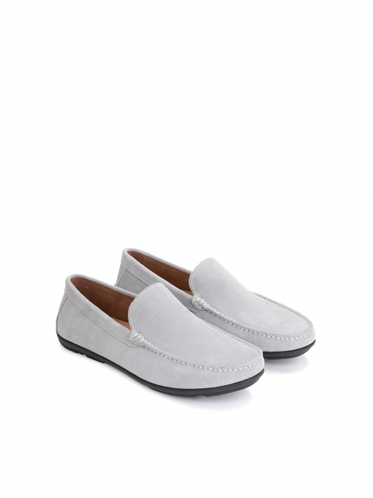 Szare mokasyny z zamszu na wygodnej podeszwie