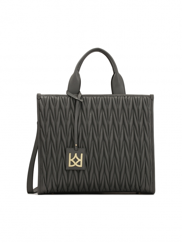 Szara torebka do ręki Tote Bag z pikowanym przodem