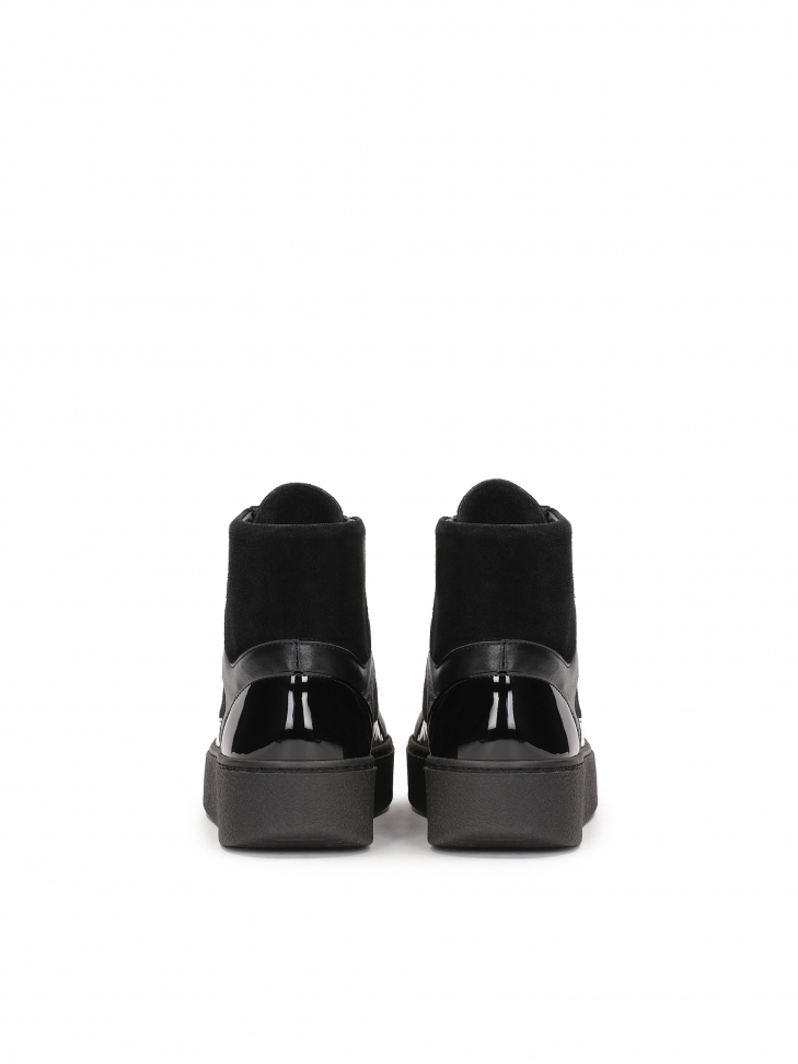 Czarne skórzane sneakersy damskie za kostkę