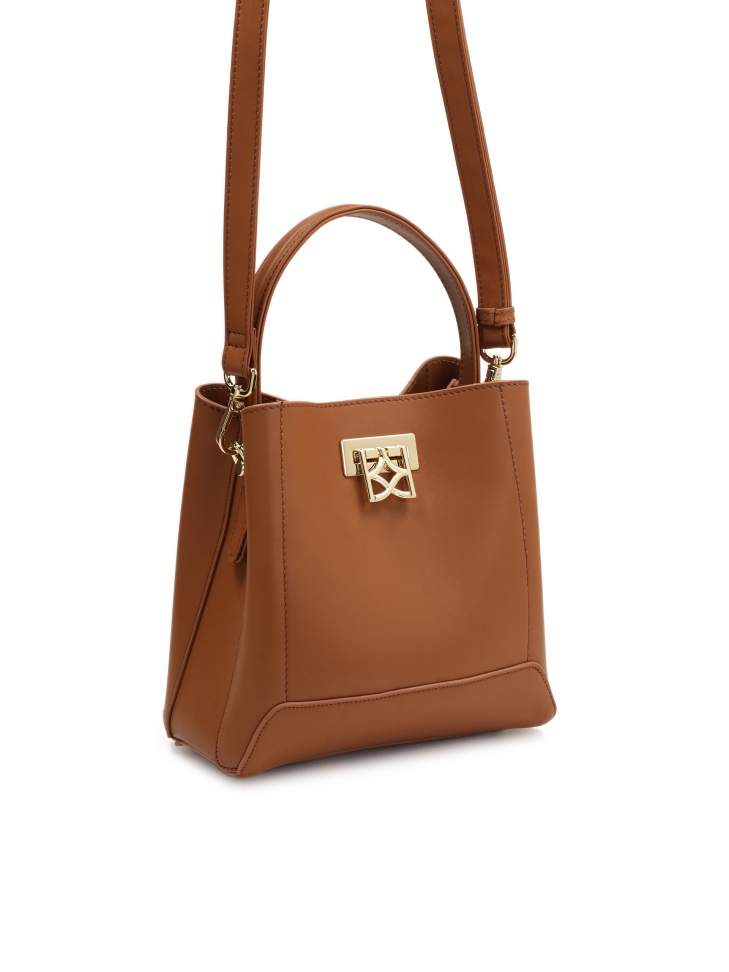 Brązowa minimalistyczna torebka ze skóry