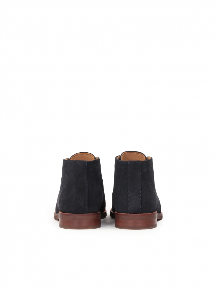 Eleganckie granatowe trzewiki męskie ze sznurowaną cholewką