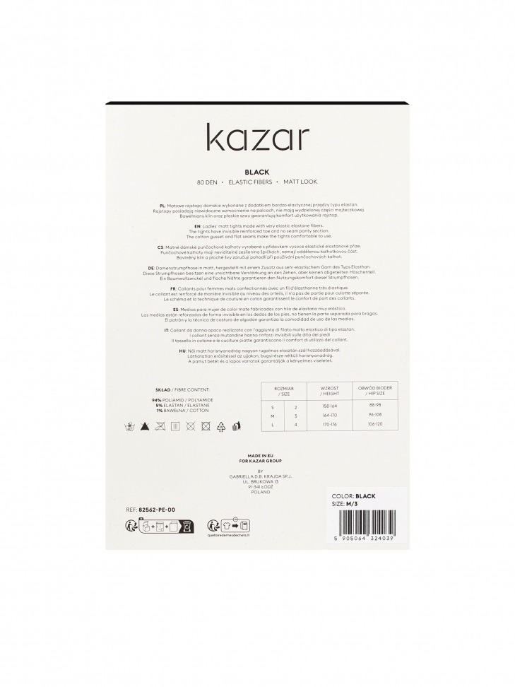 Czarne matowe rajstopy w monogramy 80 DEN