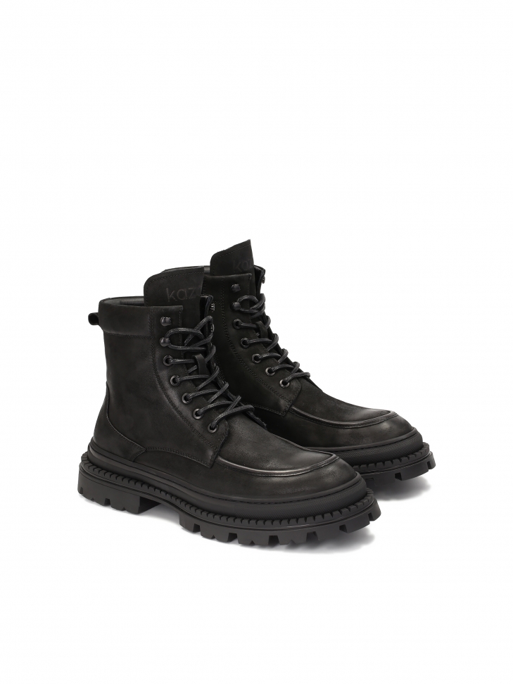 Nubukowe trzewiki męskie z ociepleniem