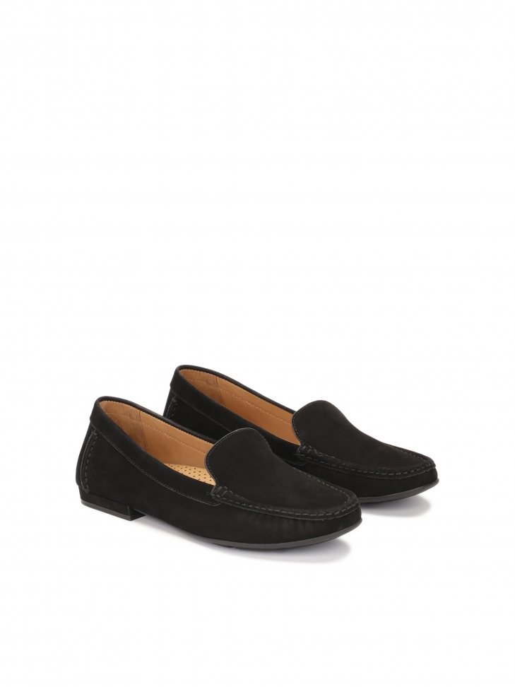 Komfortowe mokasyny z czarnego nubuku