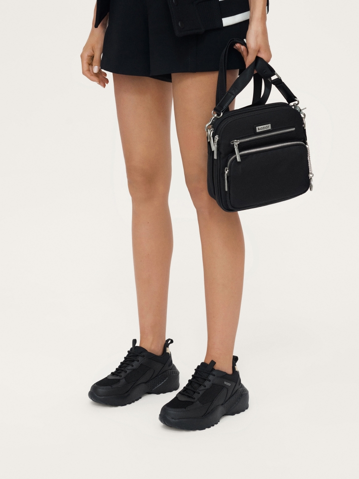 Skórzane sneakersy damskie na grubej podeszwie