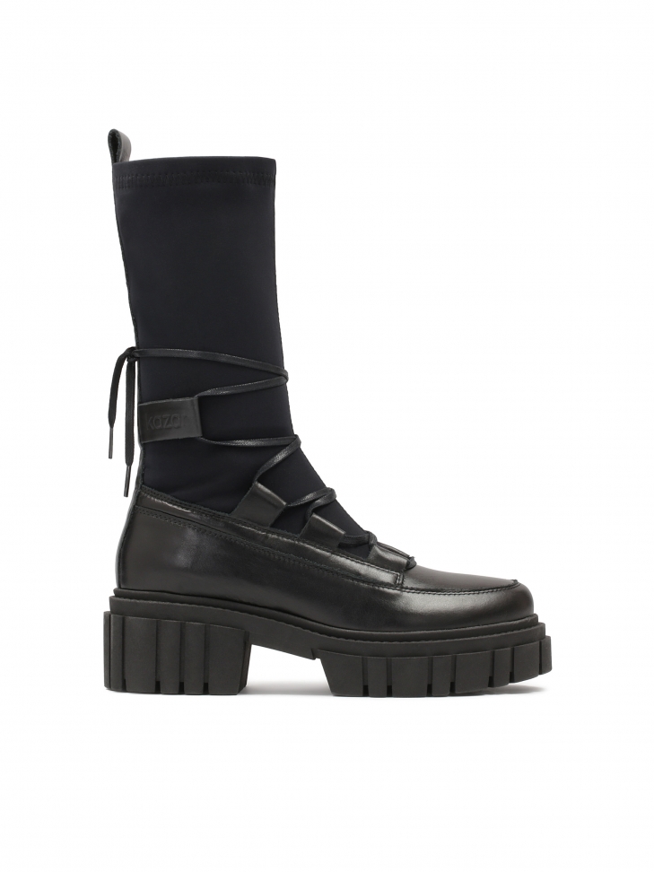 Awangardowe trzewiki damskie ze skarpetkową cholewką i masywną podeszwą