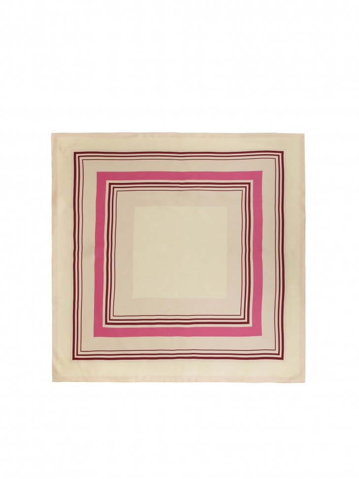 Beżowo-różowa apaszka z jedwabiu