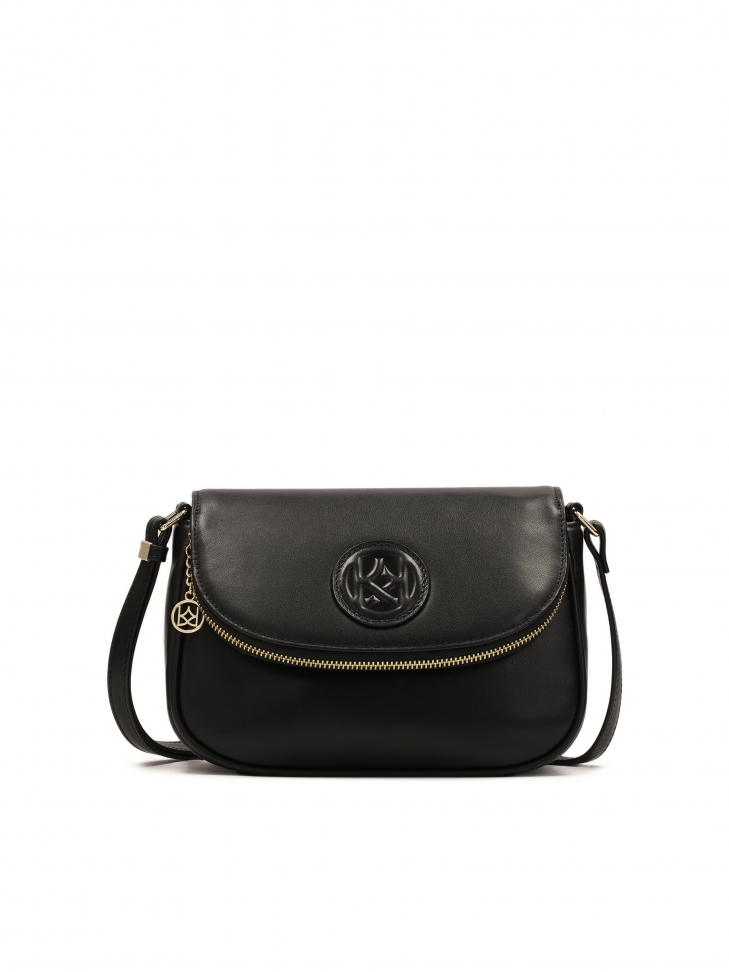 Usztywniana czarna torebka z regulowanym paskiem