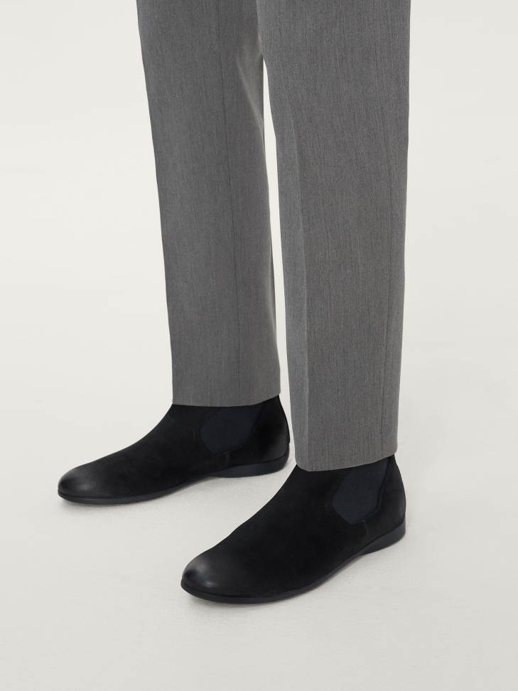 Nubukowe sztyblety męskie na płaskiej podeszwie