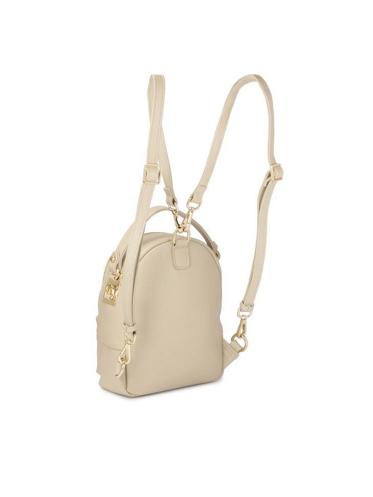 Jasnoszary skórzany torebko-plecak