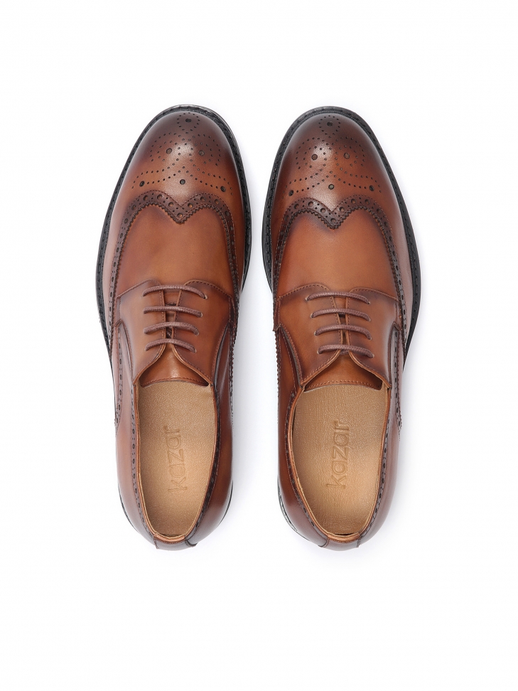 Brązowe cieniowane półbuty męskie typu Brogue