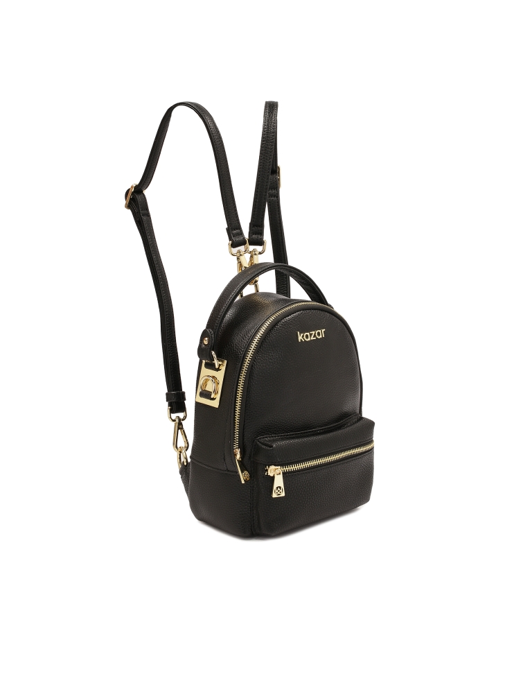 Skórzany czarny plecak 2w1