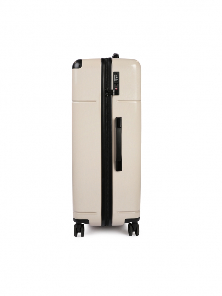 Duża beżowa walizka PC na zwrotnych kółkach