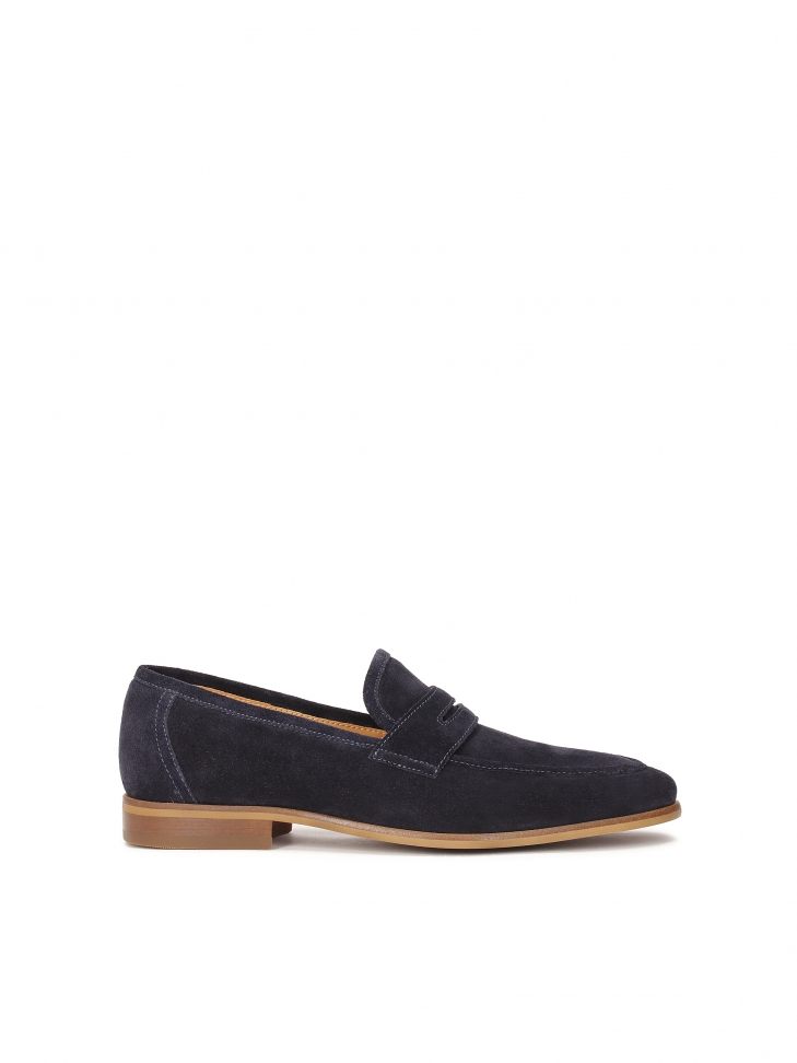 Granatowe loafersy z zamszu