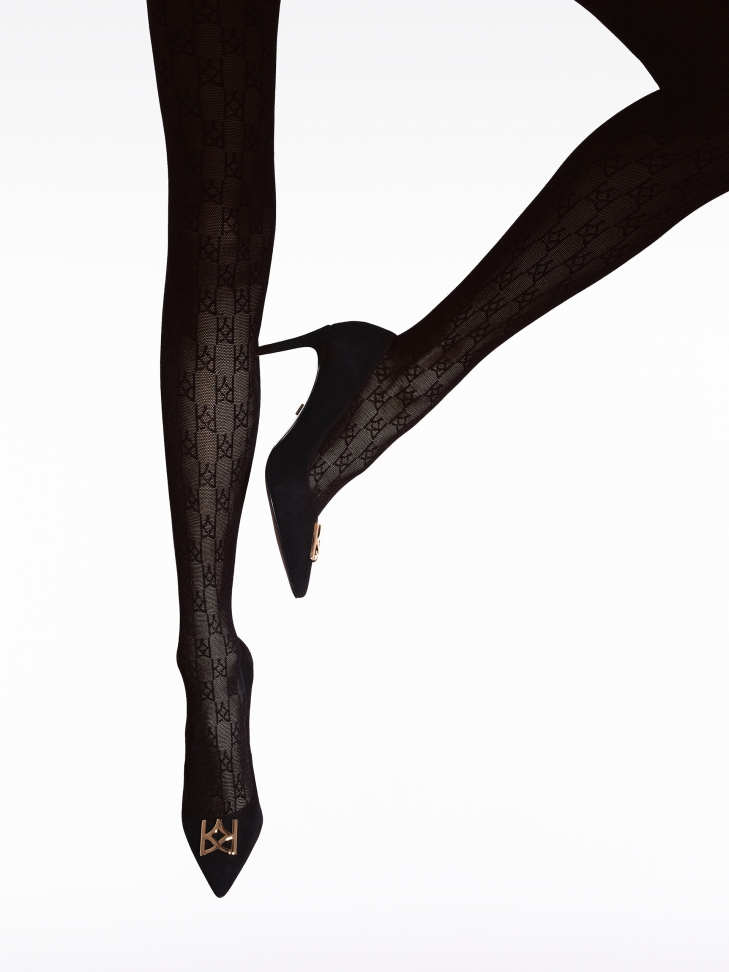 Wzorzyste czarne rajstopy 60 DEN