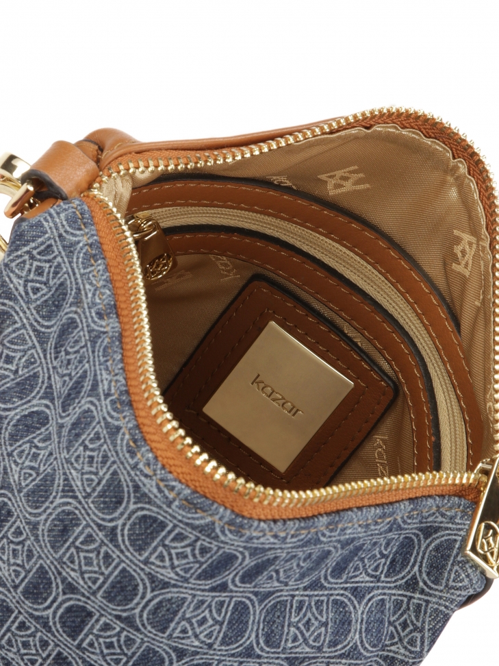 Praktyczna listonoszka ze skóry i tkaniny w monogramy KAZAR